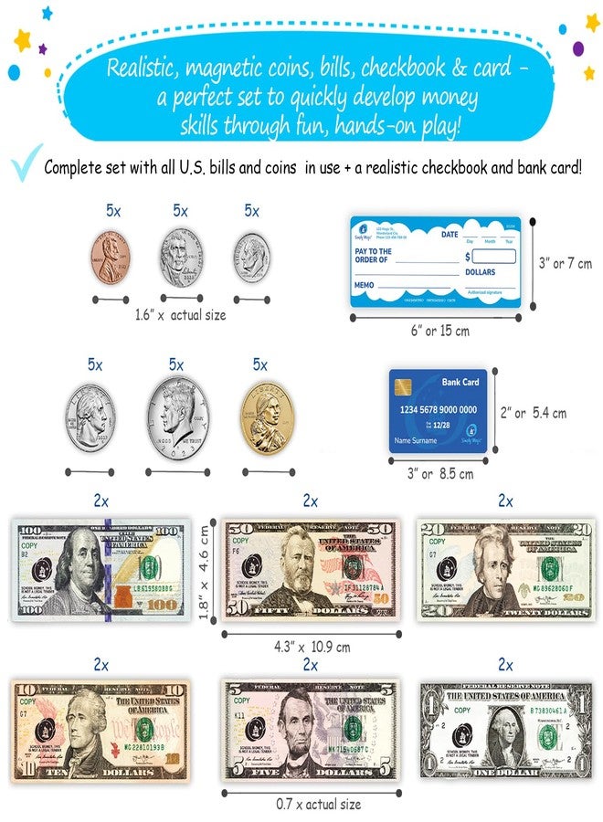 Simply magic 70 PCS Magnetic Money for Classroom - Play Money for Teaching, Money Manipulatives & Activities, Pretend Play Money for Kids, Money Magnets, Learning Coins, Bills - Toddler Money Games - Image 4